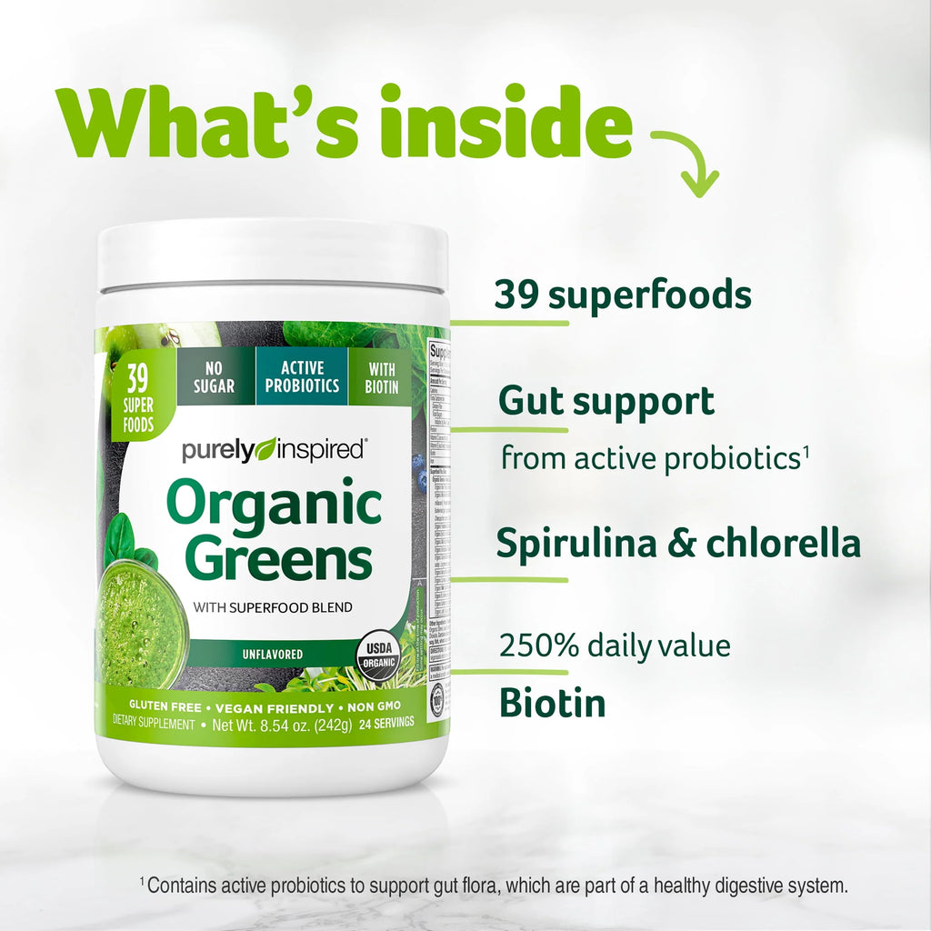 Organic Greens Superfood Supplement Powder Blend, Unflavored, 8.57 oz, 24 Servings Q3420