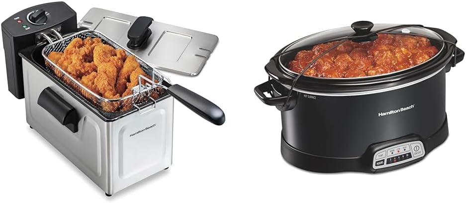 Electric Deep Fryer with Frying Basket, 7 Quart Programmable Slow Cooker N65475