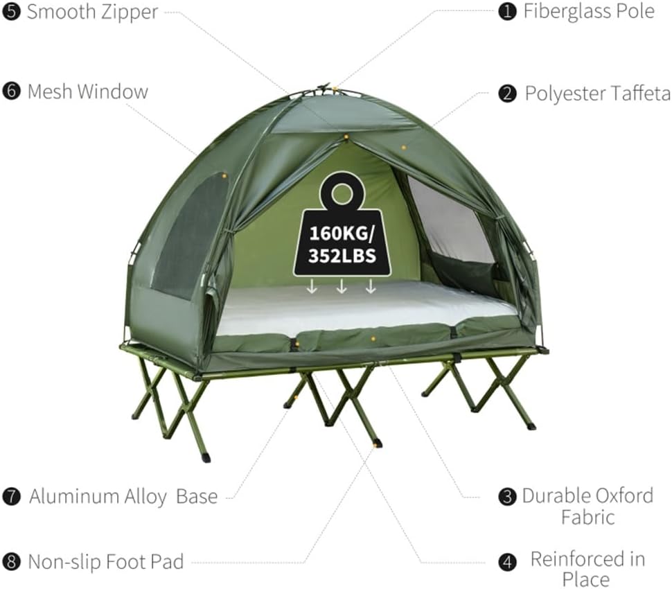 Elevated Folding Camping Cot with Sleeping Bag G2523