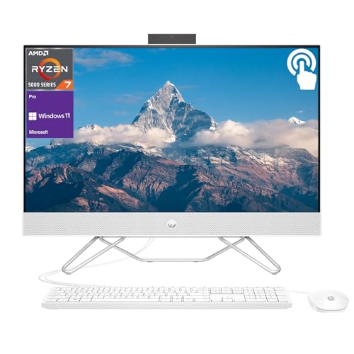 White 27" FHD Touchscreen All-in-One Desktop, AMD Ryzen 7 5700U, 32GB DDR4 RAM, 1TB PCIe M.2 SSD, Windows 11 Pro W5548