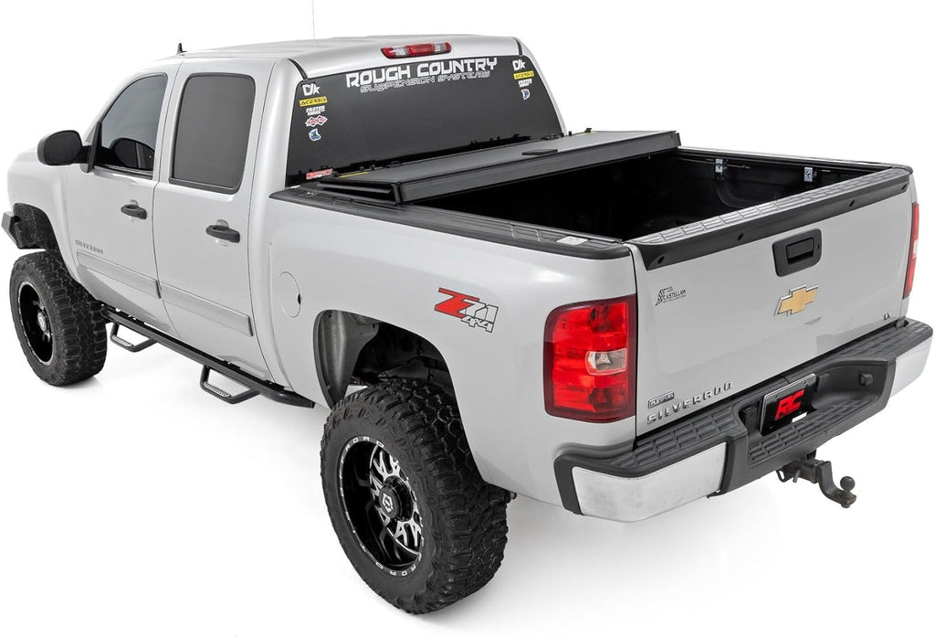 Hard Tri-Fold Flip Up Truck Bed Tonneau Cover for 5'9 Bed w/Rail Caps L64253