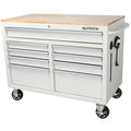 46 in. W 9-drawer Deep Tool Chest Mobile Workbench in Gloss White with Hardwood Top H5633