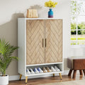 Brown 6-Tier 24 Pairs Wooden Shoe Cabinet with Doors O4630