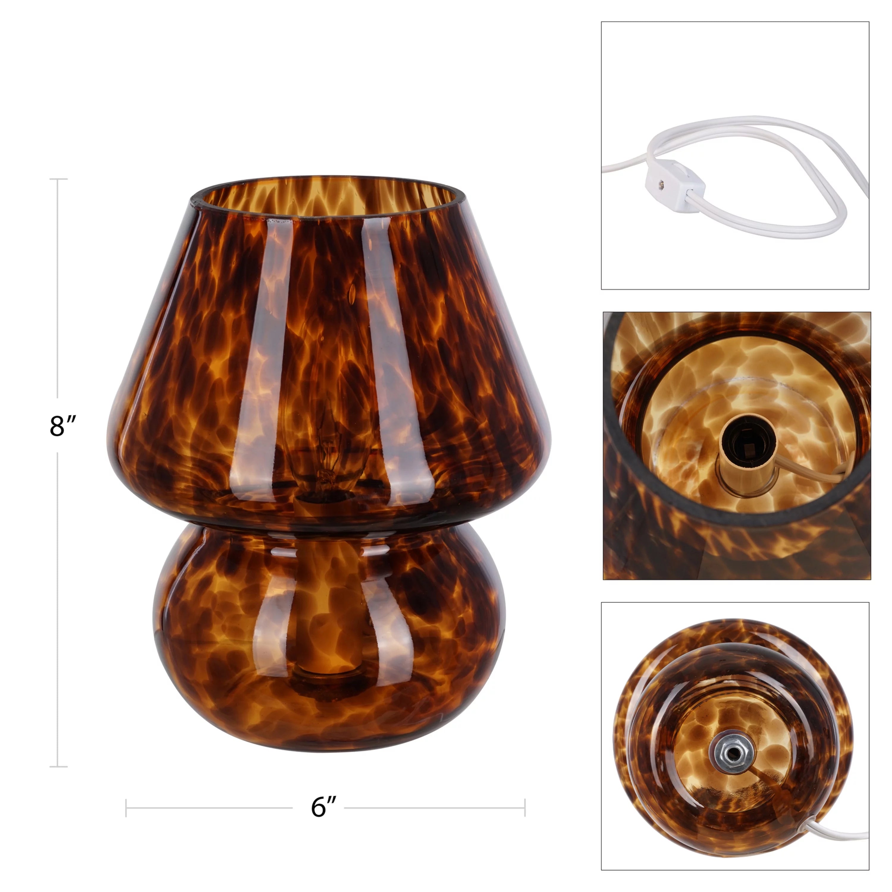 Brown Tortoise 8" Glass Mushroom Lamp X107587