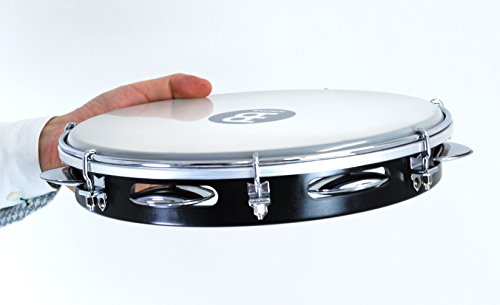 10-Inch ABS Plastic Pandeiro with Synthetic Head, Black Y70734