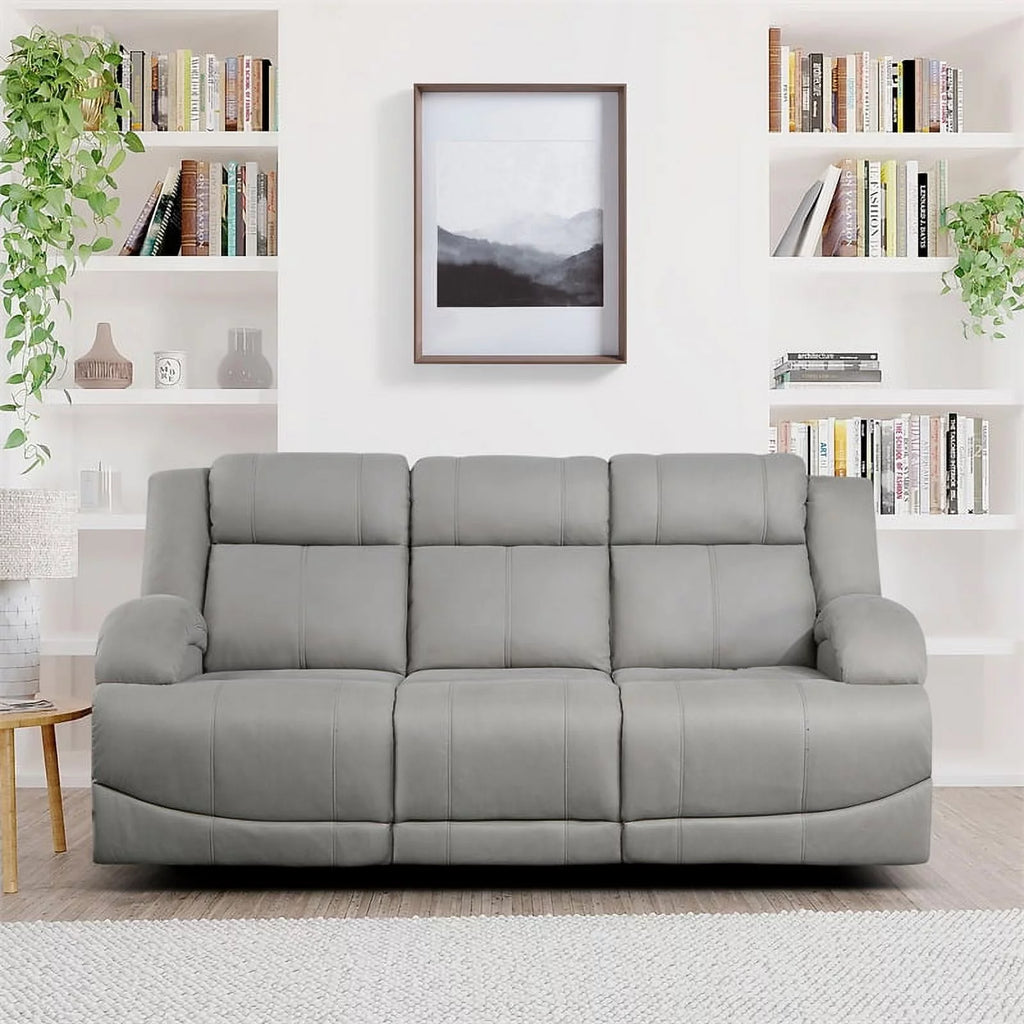 Gray Wood & Fabric Double Reclining Sofa B269