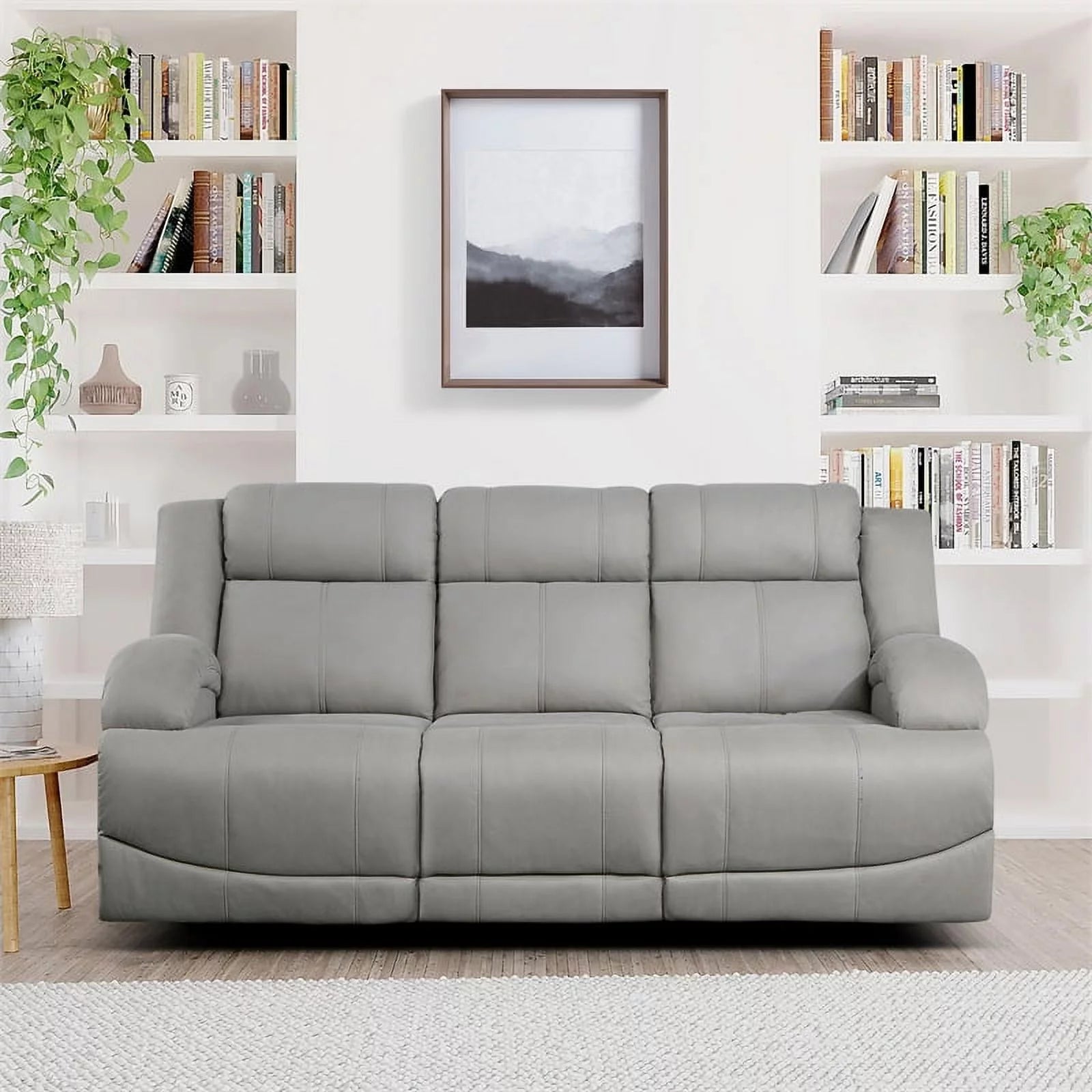 Gray Wood & Fabric Double Reclining Sofa B269