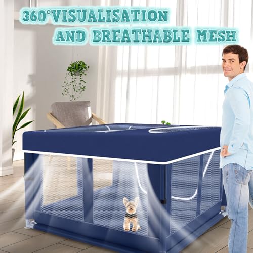 42x42x25.6 Inches Dog Playpen with Gate J6756