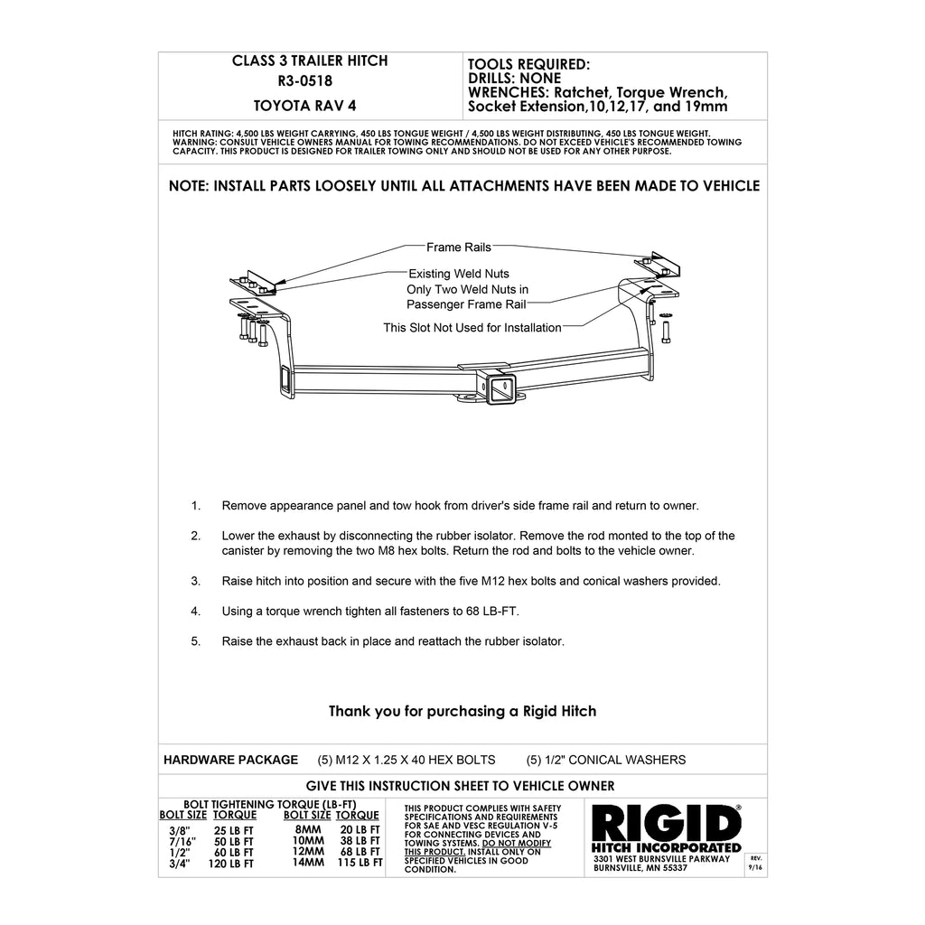 Class III 2" Receiver Trailer Hitch M7337