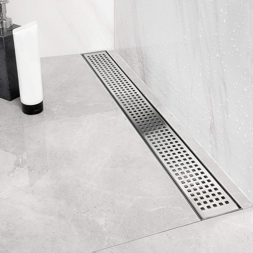 Brushed 304 Stainless Steel Rectangle Linear Shower Drain with Hair Strainer P332