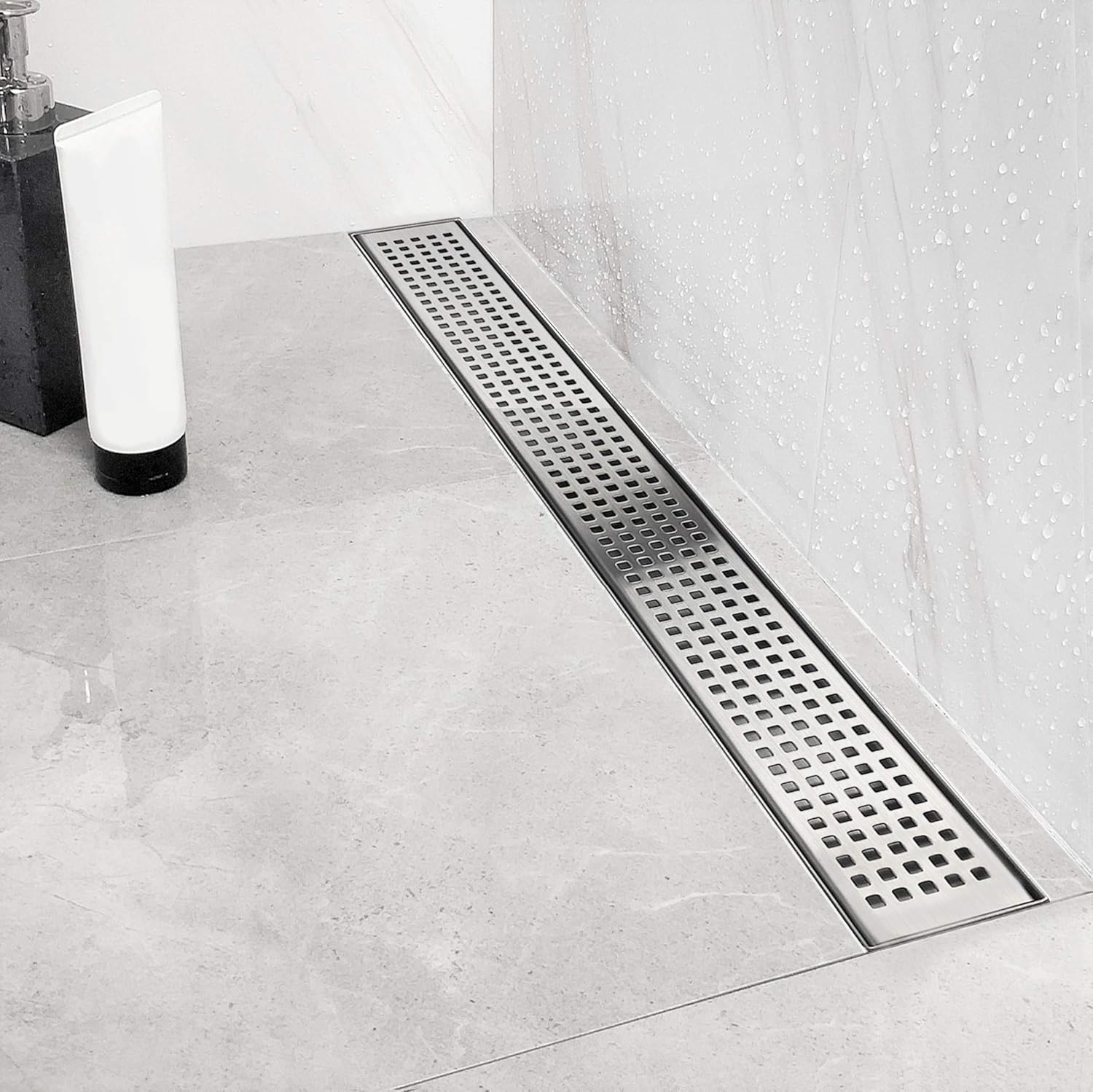 Brushed 304 Stainless Steel Rectangle Linear Shower Drain with Hair Strainer P332