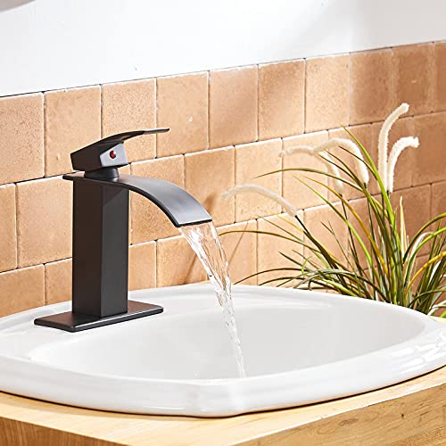 Oil Rubbed Bronze Waterfall Single Hole Bathroom Faucet with Pop Up Drain G369
