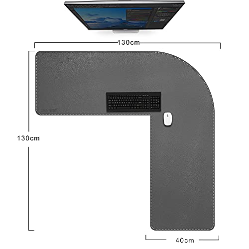 Grey 39.3x47.2x13 inches Corner Leather Desk Pad L646