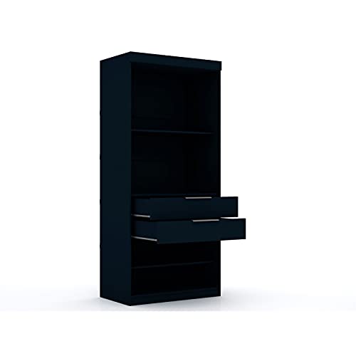 White 2 Piece Corner Wardrobe Closet with Drawers and Hanging Rods L987153
