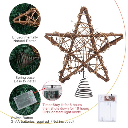 8.7 Inch Warm White Light Christmas Tree Star Topper K6401