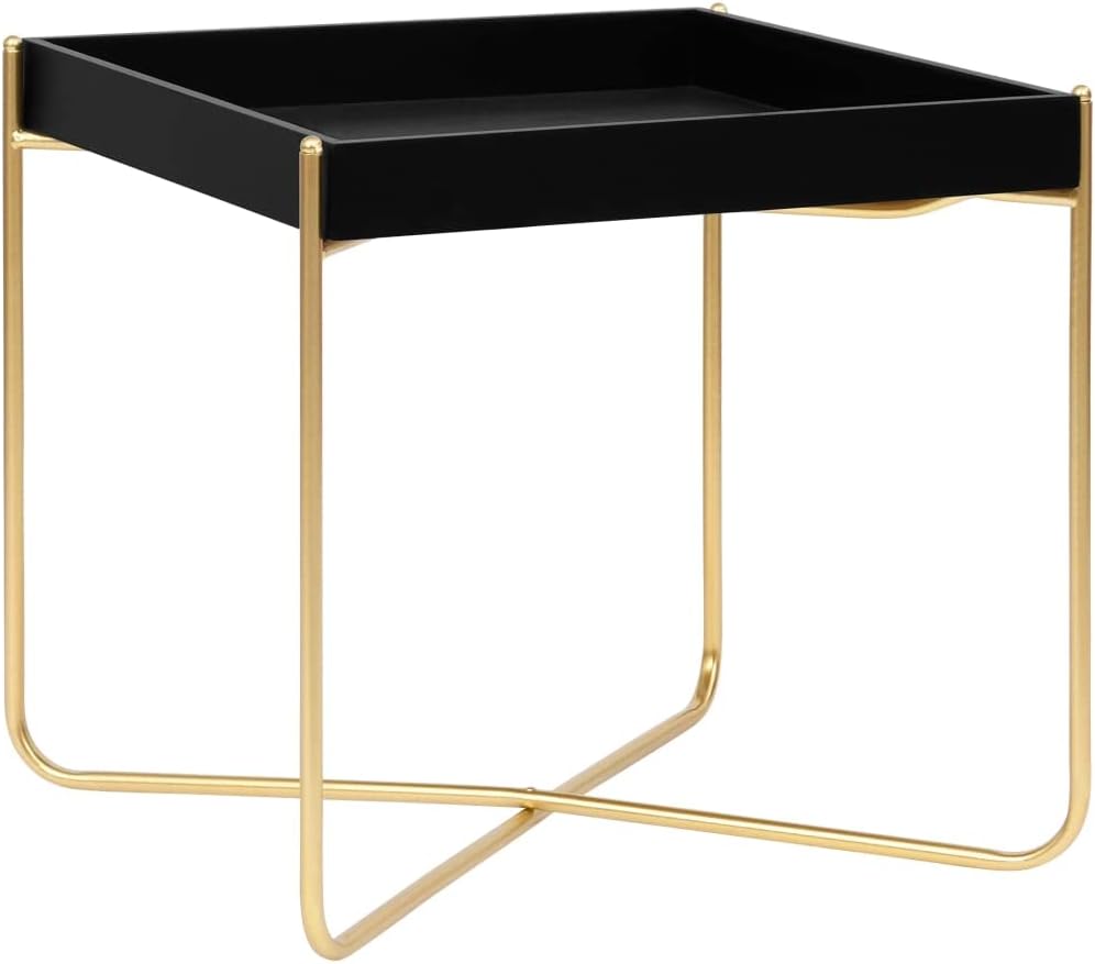Black and Gold 15"x15"x15.2" MDF Side Table Q282