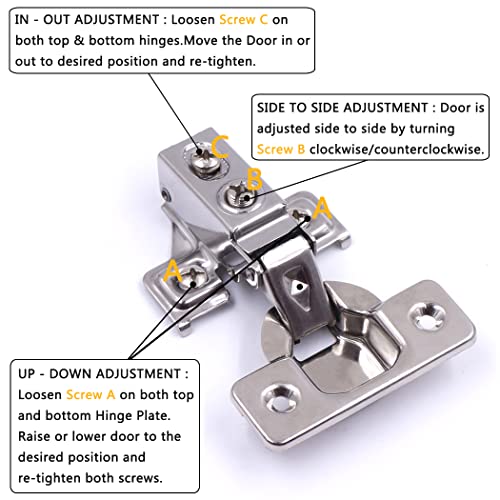 60 Pack Soft Close Stainless Steel Cabinet Door Hinges for 1/2" Partial Overlay H652191