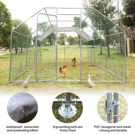 20x10ft Outdoor Metal Chicken Coop Cage with Waterproof Cover P53212