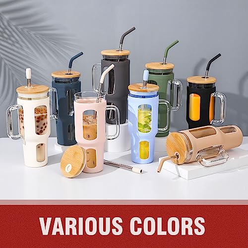 46 oz Glass Tumbler with Lid and Straw and Handle Z301120