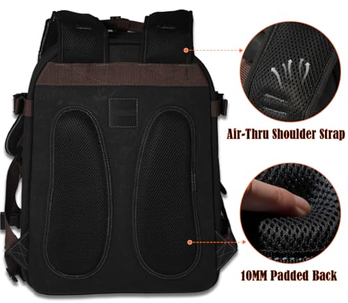Black Wax-Canvas 90-Pockets Electrician Backpack D27765