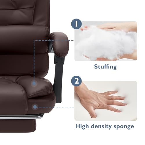 Black Leather High Back Ergonomic Office Chair with Footrest Y592248