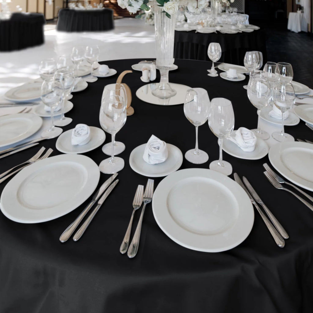 8 Pack Black 120 inch Round Polyester Table Cloth N873