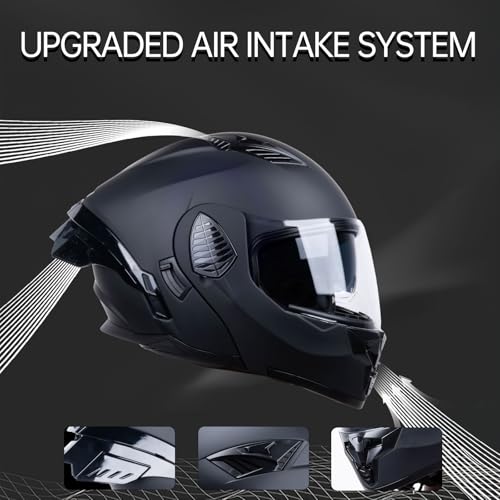 Matt Black Medium Full Face Modular Motorcycle Helmet D7319