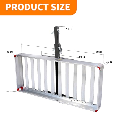500-lb Capacity 50 inch x 22 inch Folding Aluminum Cargo Carrier Rack Basket with High Side Rails I72759