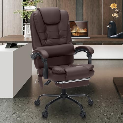 Black Leather High Back Ergonomic Office Chair with Footrest Y592248