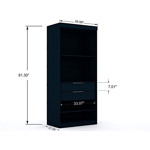 White 2 Piece Corner Wardrobe Closet with Drawers and Hanging Rods L987153