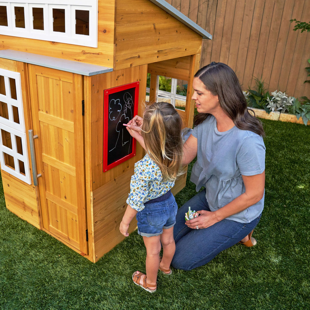 Modern Outdoor Wooden Playhouse with Picnic Table S267323