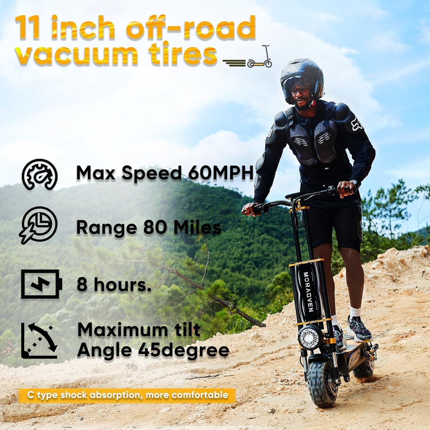 11-inch 6000W Dual Drive Electric Scooter with seat M876