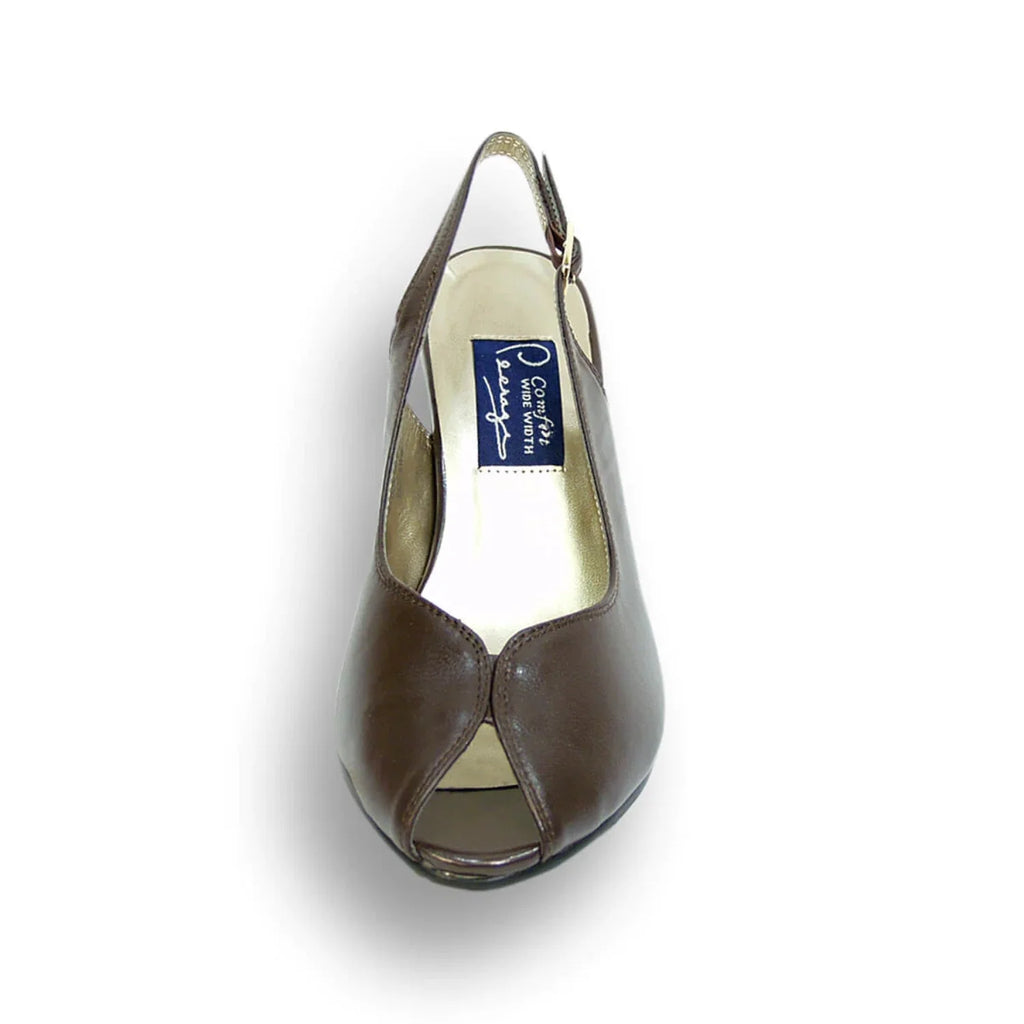 Wide Width Leather Slingback Pumps Z15352