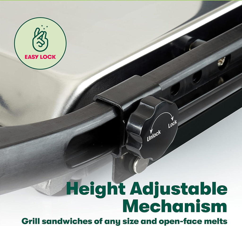 Stainless Steel Panini Press with Double Nonstick Plates D839