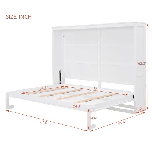 White Solid Wood Queen Size Foldable Platform Bed A328130