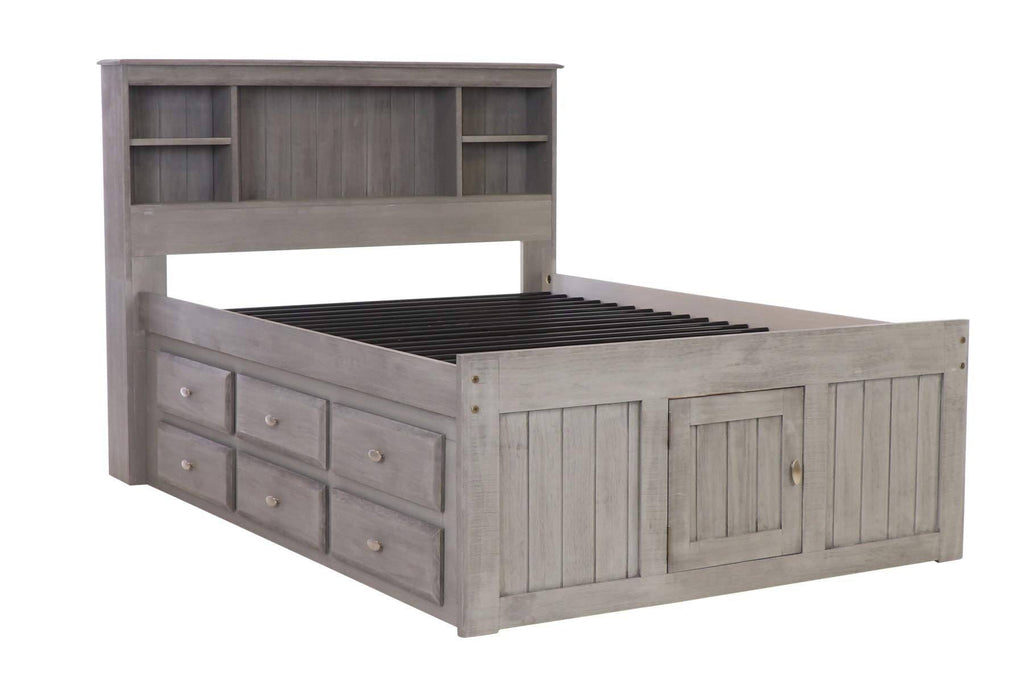 Charcoal Full Bookcase Bed with 12 Drawers D3448