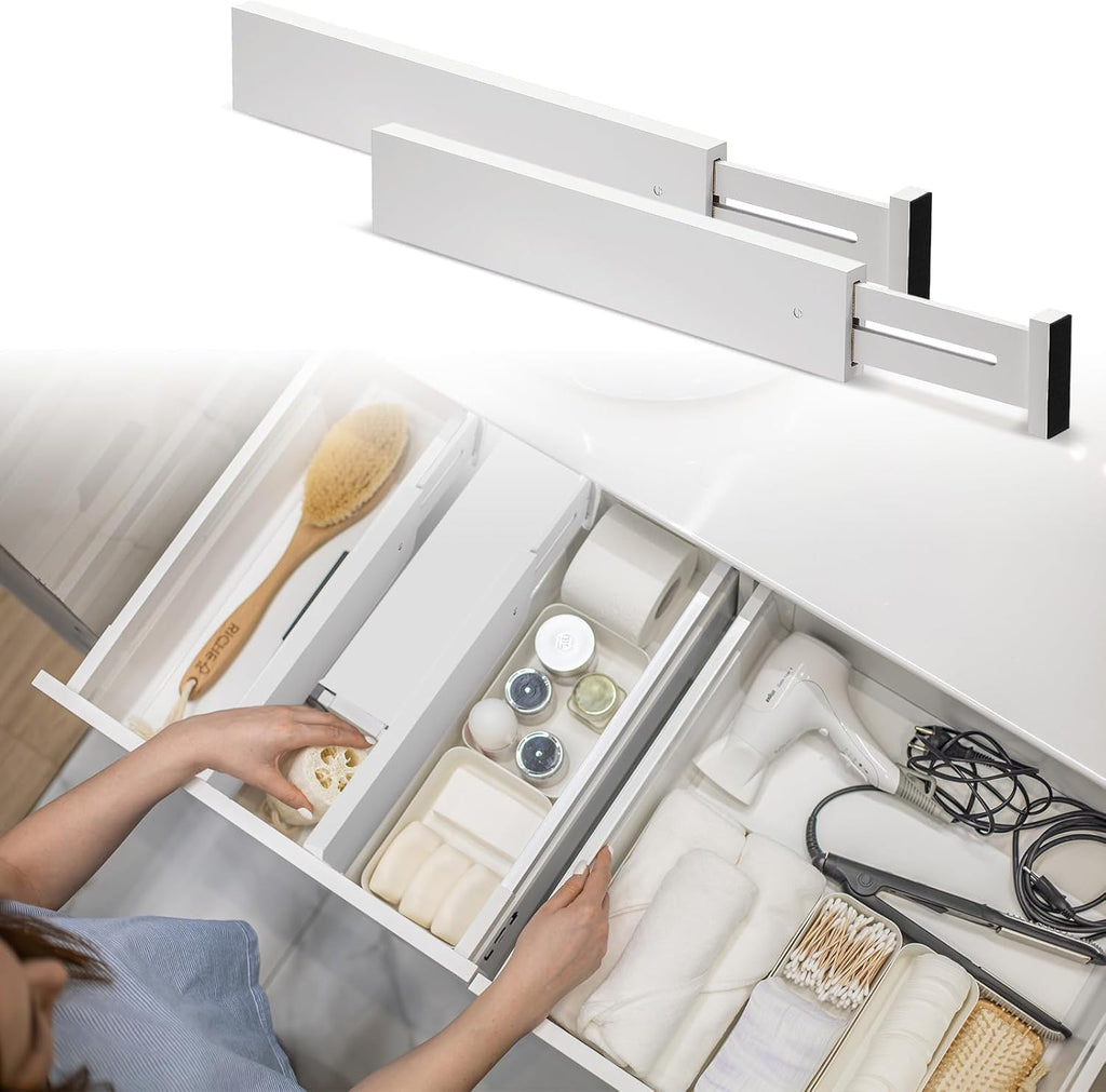 12 Pieces White Expandable Bamboo Drawer Dividers U739721