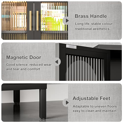 Black 65" Metal Storage Cabinet with Glass Doors and 3 Adjustable Shelves X843
