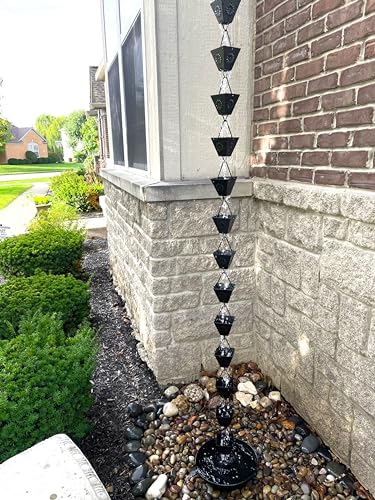 Black Powder Coated Metal Rain Chain E32799