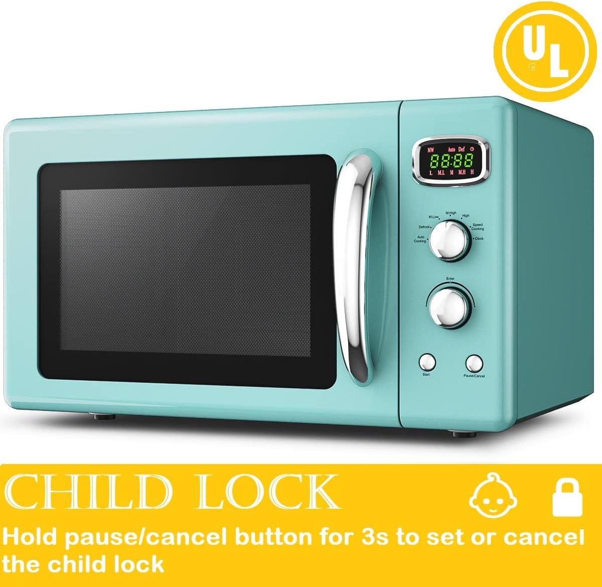 Compact Countertop Microwave 0.9 cu.ft. 900 W with Glass Turntable S166