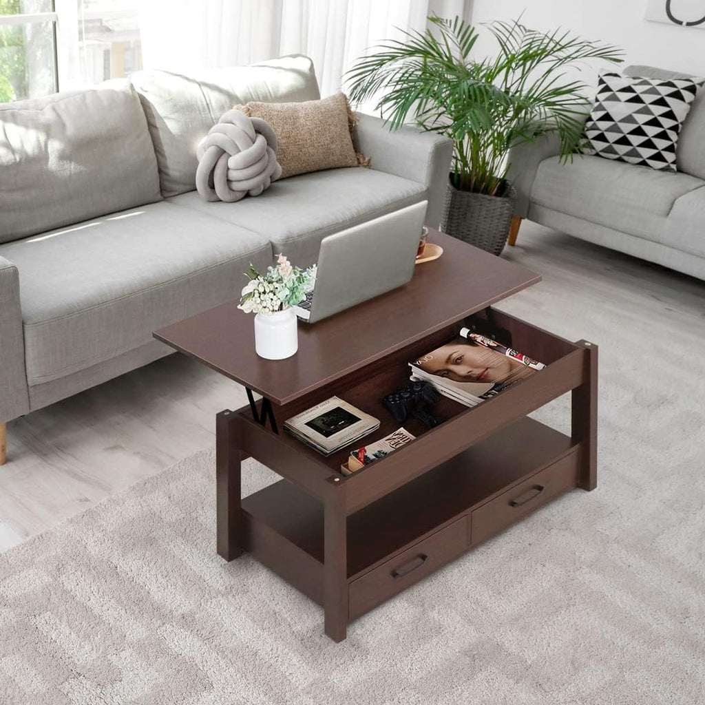 2 Drawer Lift Top Coffee Table Espresso M9121