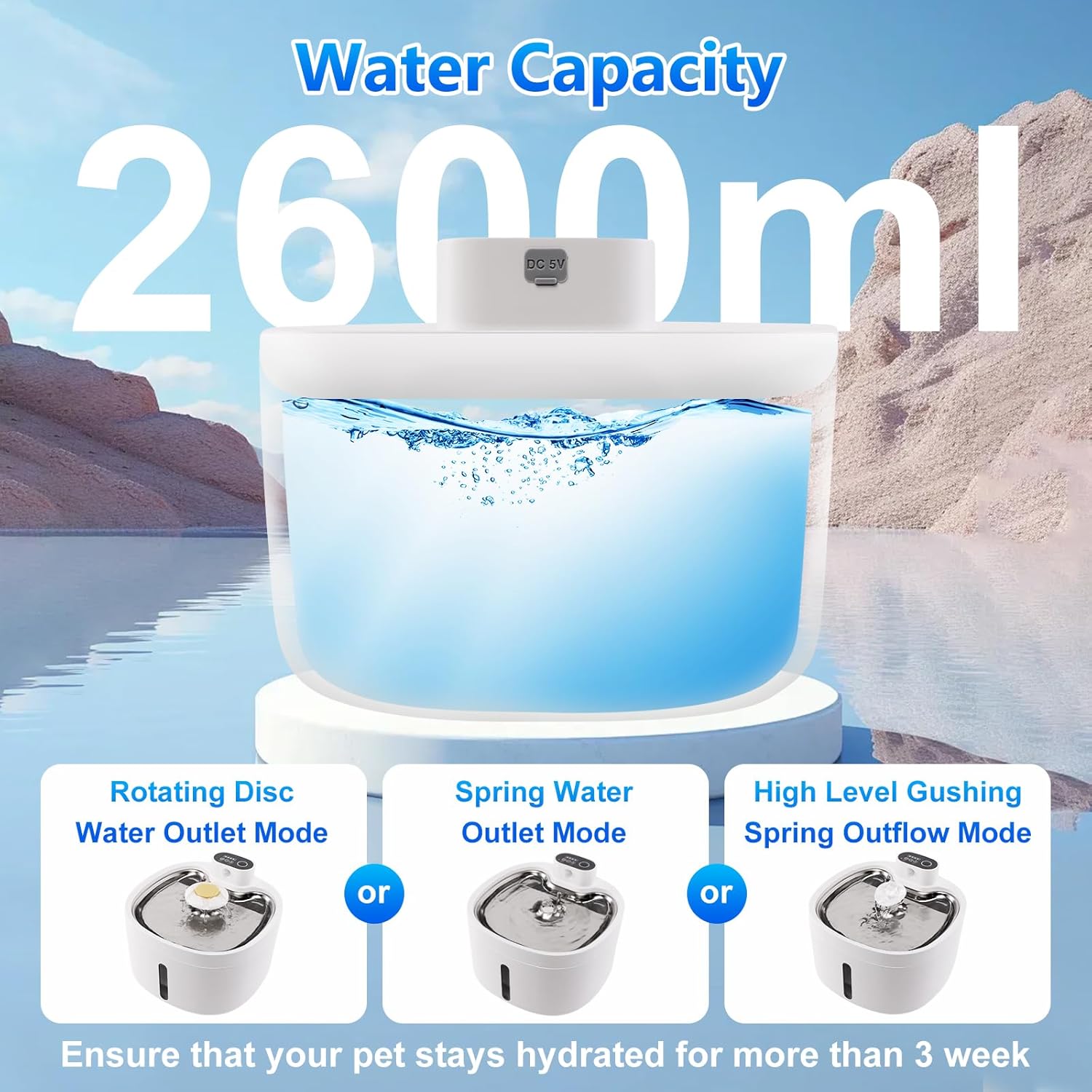 2.6L Automatic Stainless Steel Pet Water Dispenser with 6 Filters O366923