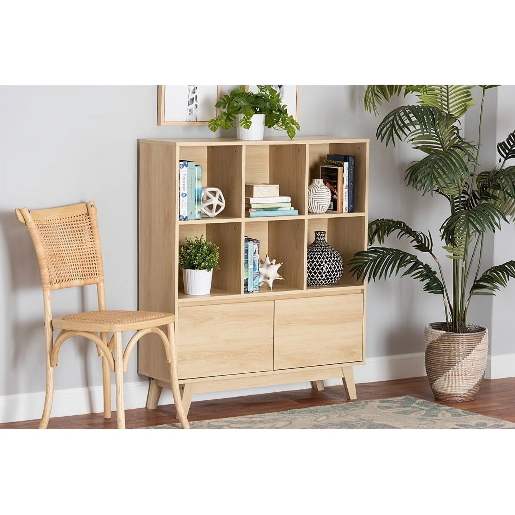 Oak Brown Finished Wood Bookshelf N163