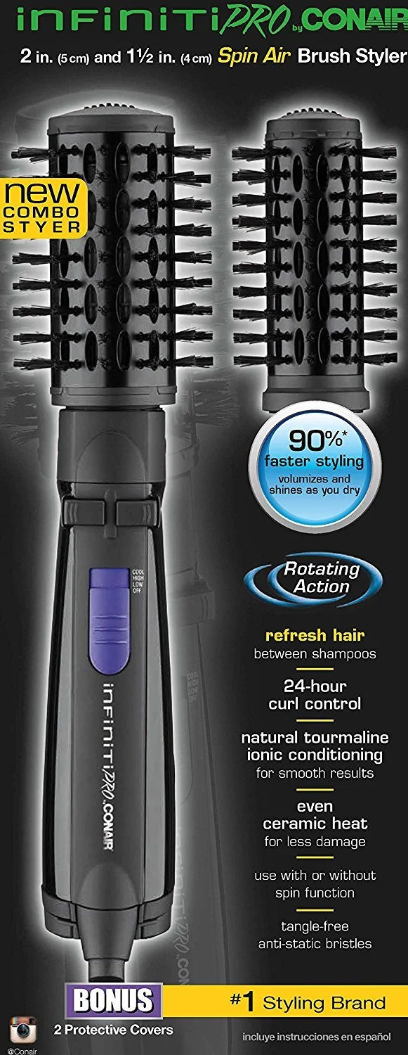 Black Hot Air Brush with 2 Inch and 1.5 Inch Brushes P31339