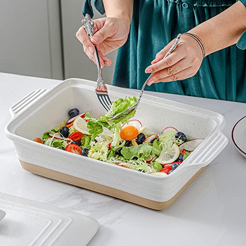 White 3.5 Quart Ceramic Casserole Dish with Lid F541076