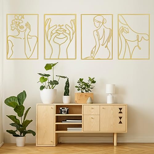4Pcs Black Metal Wall Art P819