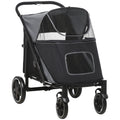 Gray Foldable Pet Stroller with 2 Safety Lashes R808268