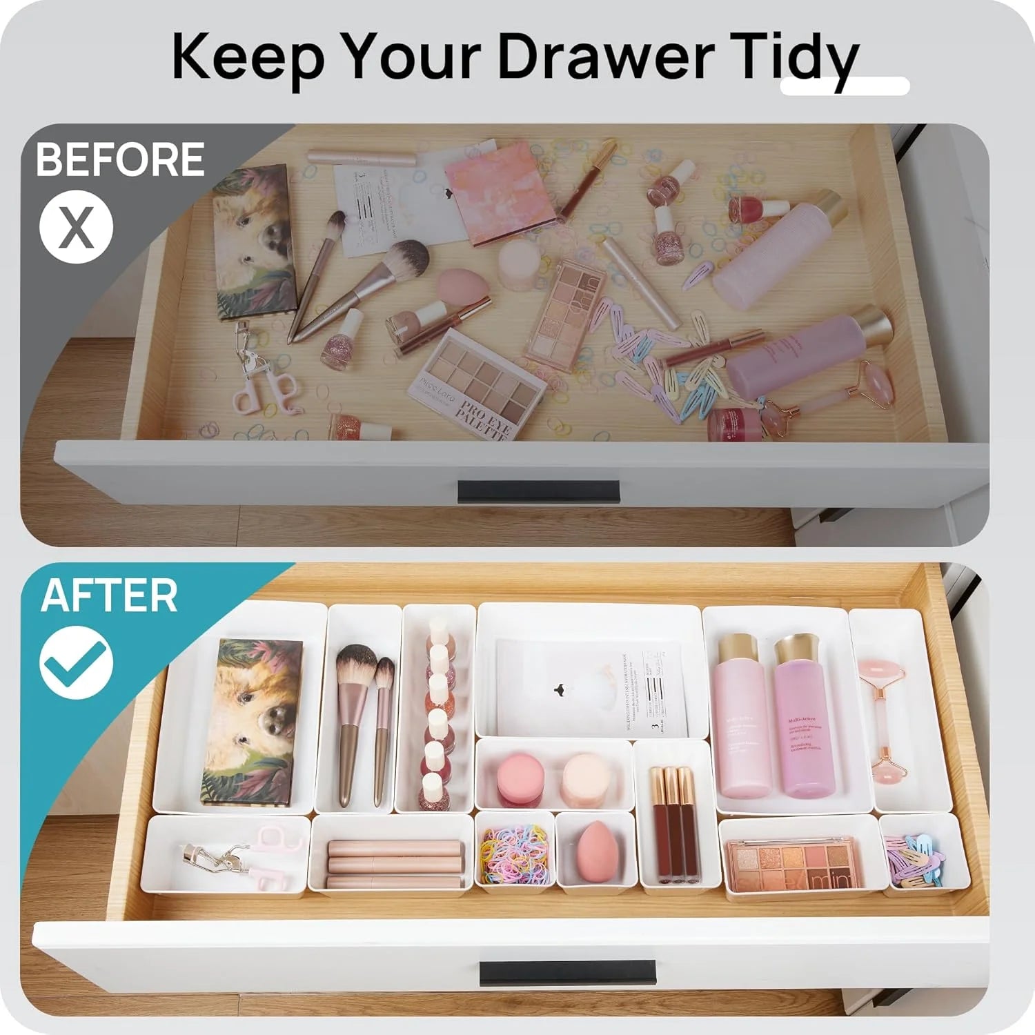 25 PCS Black Plastic Drawer Organizer Trays Set P816