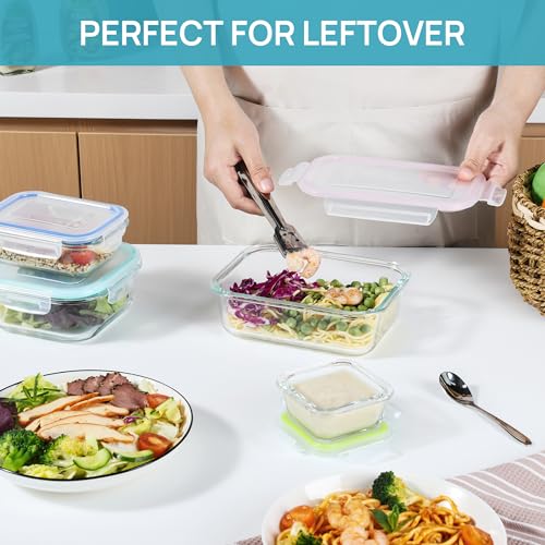 15 Pack Glass Food Storage Containers with Airtight Leak Proof Lids A320172
