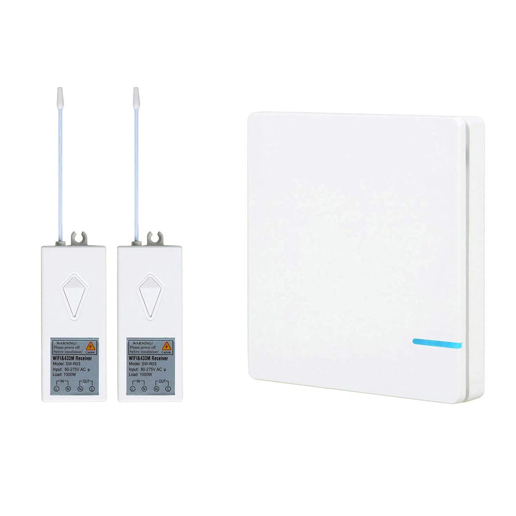 Smart Light Switch WiFi Wall Wireless 1-gang Switch with 2x WIFI Receiver E47777